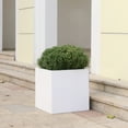 thumbnail image 2 of Pottery Pots USA Inc. Pottery Pots Block Fiberstone Indoor Outdoor Modern Square Planter, Glossy White Grey, 2 of 3