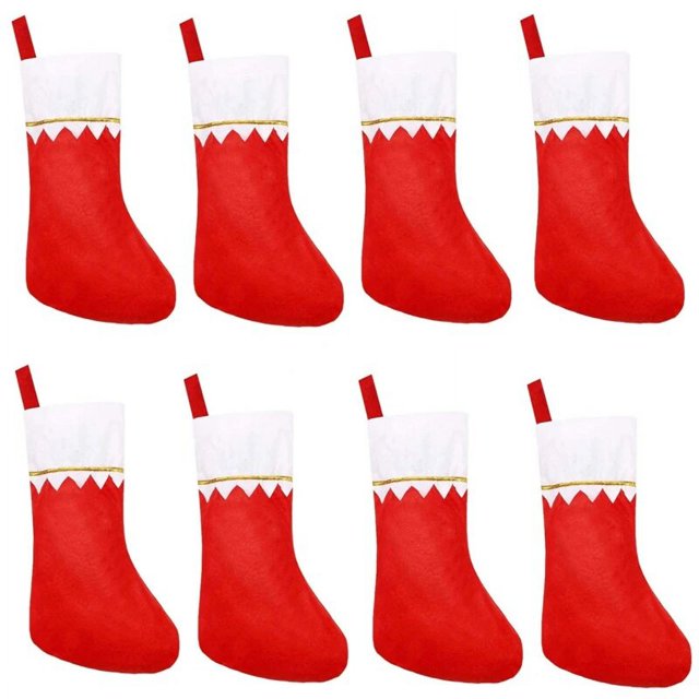 Calcetines de Navidad para niños, medias de 8 piezas, muñeco de nieve, alce, Santa Claus, regalo de dulces, bolsa de regalo, chimenea de Año Nuevo, decoración de árbol de Navidad