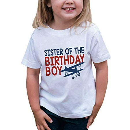 

7 ate 9 Apparel Girl s Sister Biplane Airplane T-Shirt White