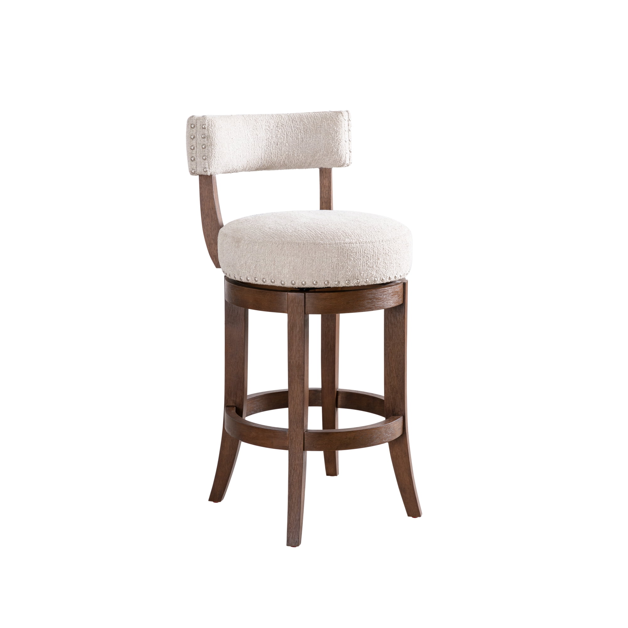 Mystic Brown Solid Wood Upholstered 26" Counter Height Swivel Barstool with Ancient Stone Fabric Seat - Set of 3