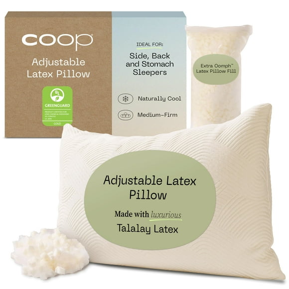 Coop Home Goods Adjustable Latex Pillow King, with Talalay Latex & Microfiber Fill, Best Pillows for Sleeping, Naturally Cooling, Eco-Friendly, Medium Firm Pillow for Back, Stomach or Side Sleepers