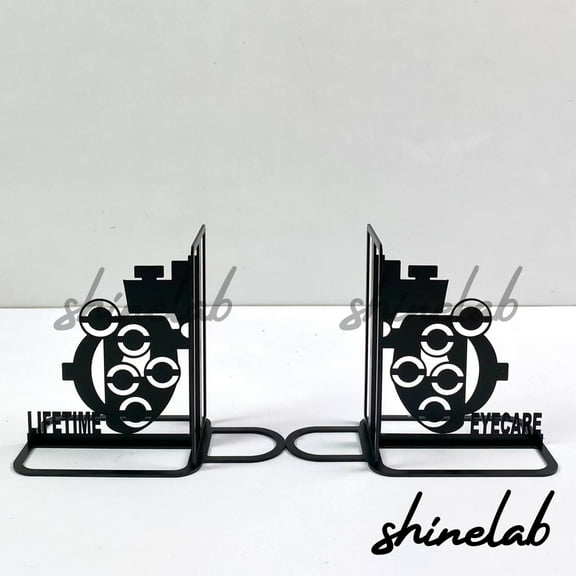 Shinelab Optometry Metal Bookends Custom Optometrist Name Bookend Gift, Office Desk Bookshelf Decor 7034