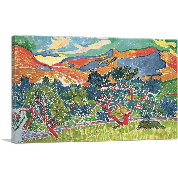 ARTCANVAS Mountains At Collioure 1905 Canvas Art Print by Andre Derain - Size: 26" x 18" (0.75" Deep)