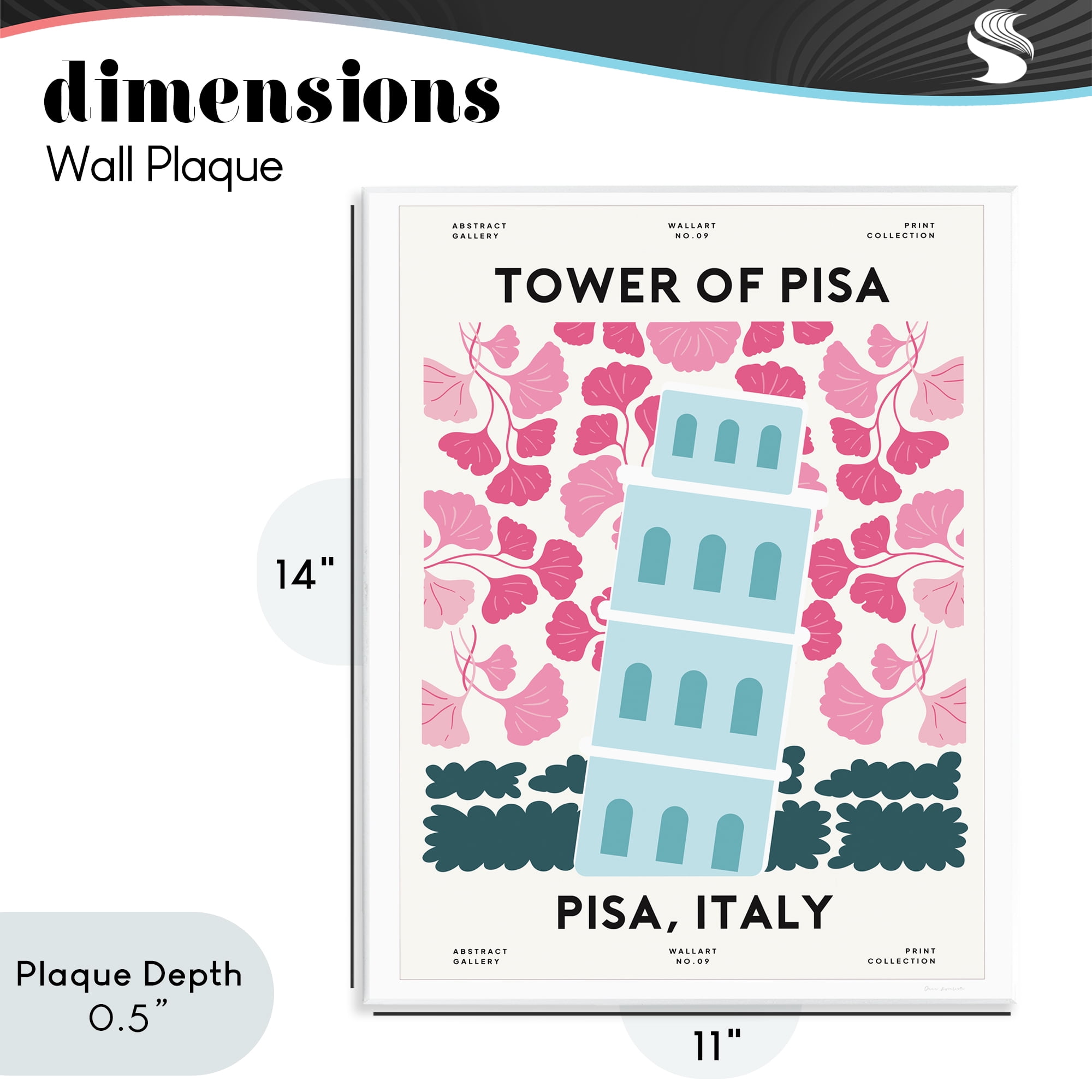 Stupell Industries Pastel Groovy Tower of Pisa Wall Plaque Art, design by Omar Escalante