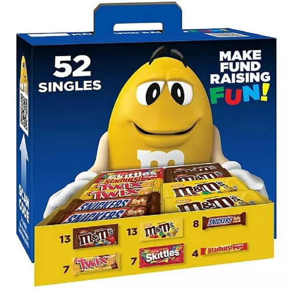 MandM S Skittles Snickers Twix and Starburst Candy Bulk Variety Pack 52 Count