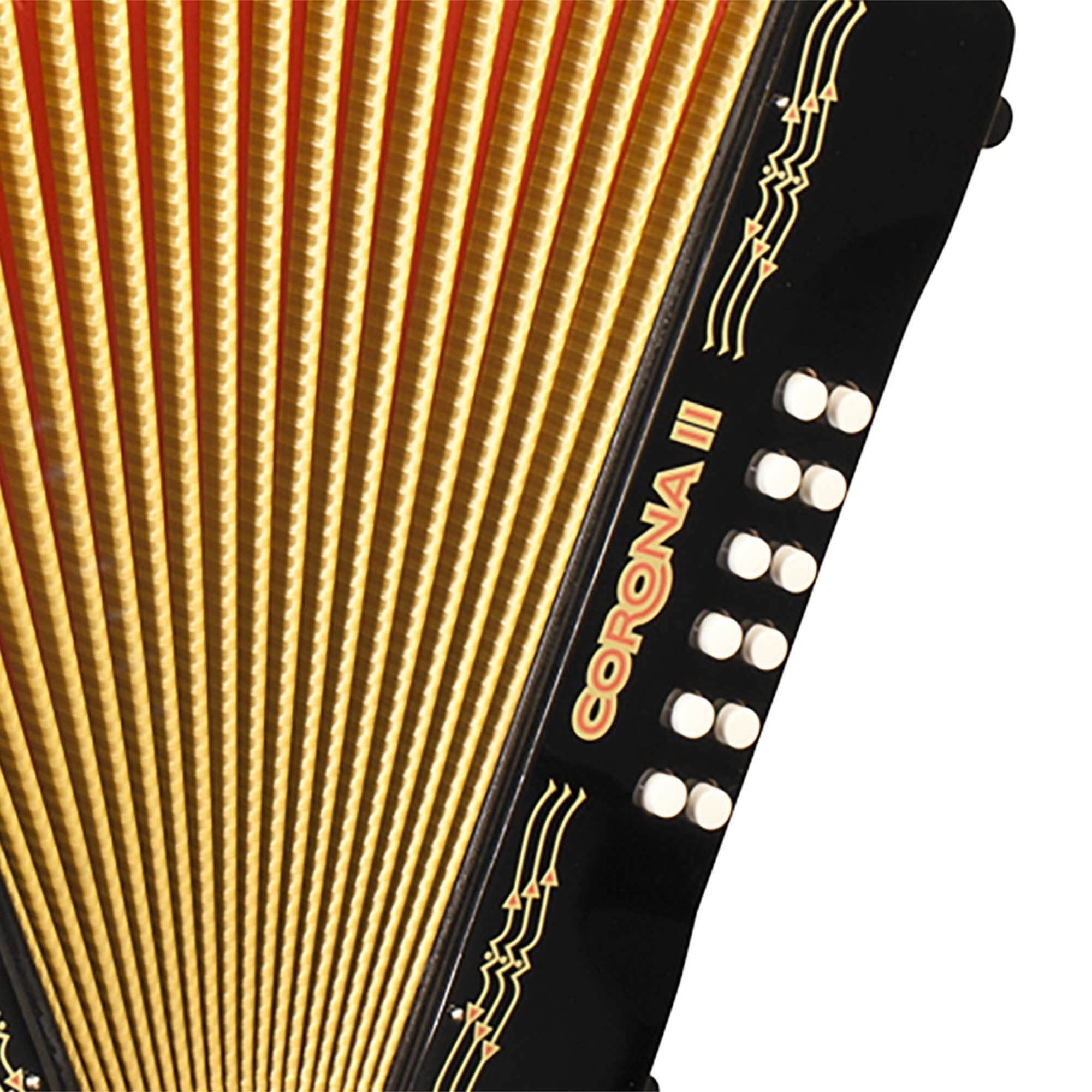 Hohner Corona II G/C/F Accordion - Black Bundle with Case, Gig Bag, Straps, and Austin Bazaar Polishing Cloth