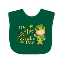 Inktastic My First St. Patricks Day Leprechaun and Shamrocks Boys or Girls Baby Bib