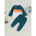 thumbnail image 4 of Bagilaanoe 2PCS Toddler Baby Boys Long Pants Set Contrast Color Long Sleeve T-Shirts Tops + Sweatpants 6M 12M 18M 24M 3T Kids Casual Outfits, 4 of 8
