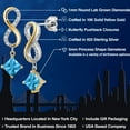 thumbnail image 2 of Gem Stone King 925 Silver and 10K Yellow Gold Swiss Blue Topaz and Lab Grown Diamond Dangle Earrings for Women | 1.66 Cttw | Gemstone November Birthstone | Princess 5MM, 2 of 6