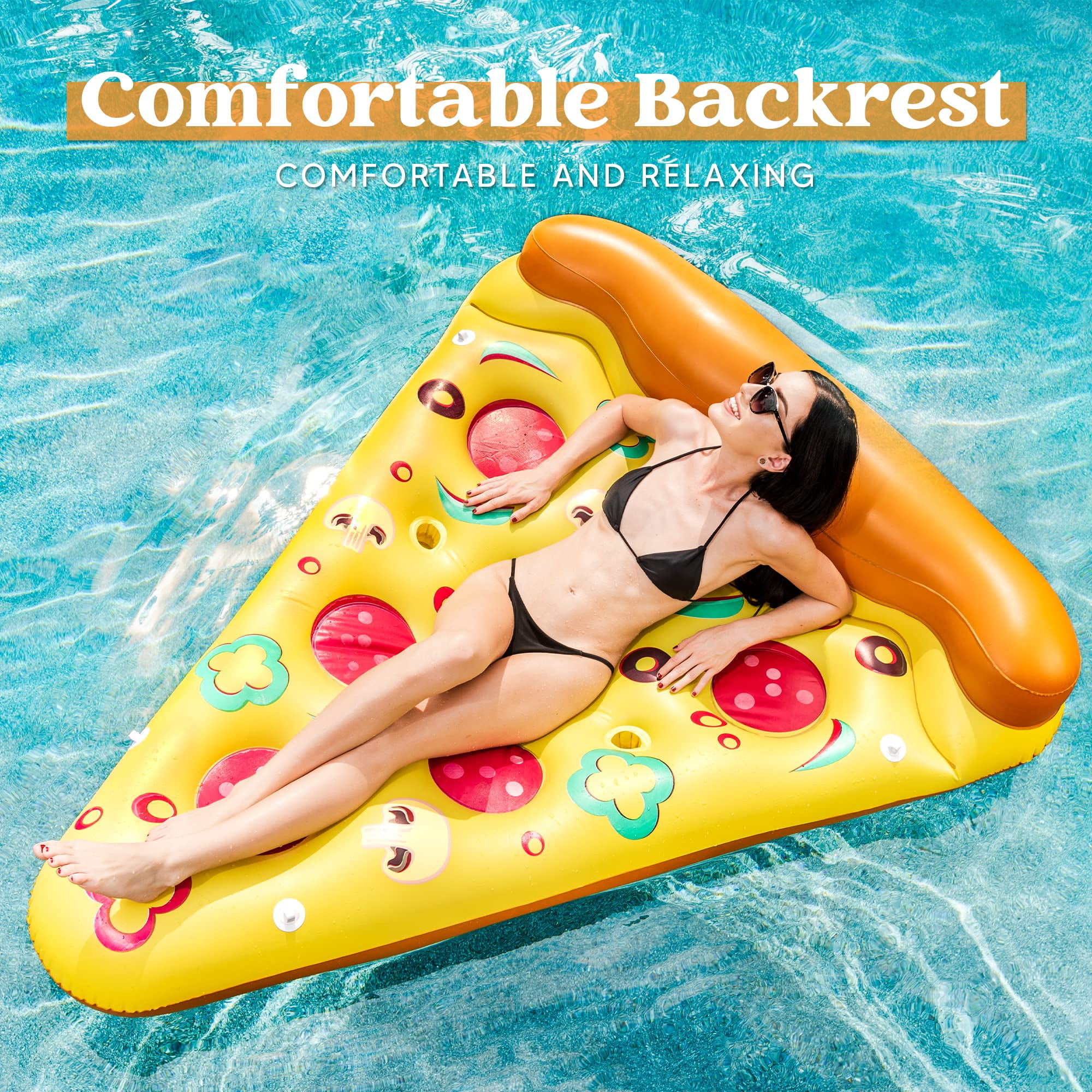 Joyfy Giant Inflatable Pizza Slice Pool Float, Floating Island, Fun Pool Floaties, Summer Pool Raft Lounge for Adults(1 Pack)