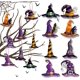 thumbnail image 1 of Adornos de Halloween para árbol de Navidad: 32 colgantes de sombrero de bruja para colgar en el árbol de Navidad, 1 of 6