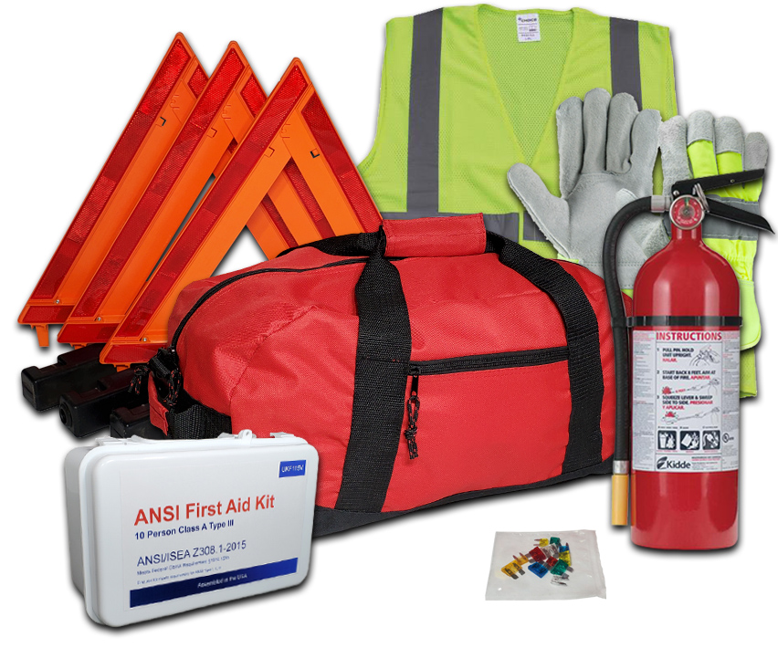 AllinOne DOT OSHA ANSI Safety Kit with 5lb 3A40BC Fire Extinguisher