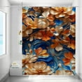 thumbnail image 2 of Pretty Floral Shower Curtain Wooden Orange Flower Waterproof Bathroom Curtains with Hooks Abstract Modern Beautiful Flower River Bathtub Curtain Men Women Bath Decor, 2 of 6