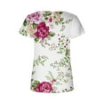 thumbnail image 5 of Sodopo Women's Floral Printed Short Sleeve T-Shirt Square Neck Summer Tops Pleated Shirts Casual Blouses Flowy Tunic Blouse Tops, 5 of 5