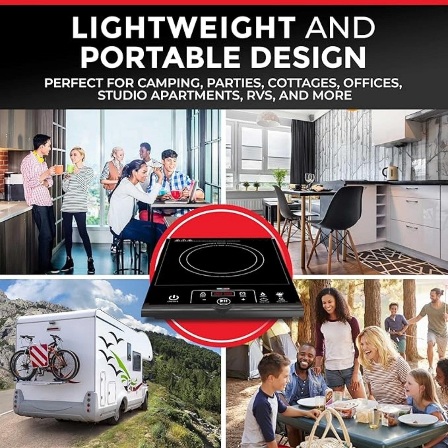 Portable Induction Cooktop, 1800W Hot Plate Electric Stove Top Burner. 8 Temp Levels, Auto-Off & Pot Detection, LED Display, Child Lock, 4 Programs, Burners for Cooking