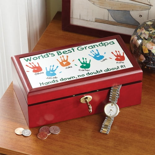 Unique Hands Down Keepsake Box Customized With Grandkids Names 