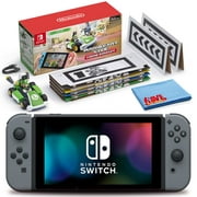 Angle View: Nintendo Switch (Gray) Bundle with Mario Kart Live (Luigi Set) + Cleaning Cloth