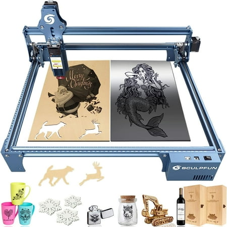 SCULPFUN S9 Laser Engraver  90W Laser Engraving Cutting Machine  5.5-6W Optical Power Laser Cutter for Halloween Christmas Decorations Cutting  Desktop DIY Carving Machine (S9 Engraver)
