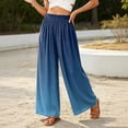 thumbnail image 6 of Gradient Ombre Wide Leg Pants for Women, High Waist Flowy Palazzo Trousers - Boho Summer Beach Vacation Bottoms Royal Blue L, 6 of 7