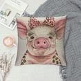 thumbnail image 2 of Qinduosi Pig Pillows Decorative Pillow Case Farm Animal Funny Cute Wearing Throw Pillow Cover Square Cushion Accent Linen Home Inch Pink, 2 of 5