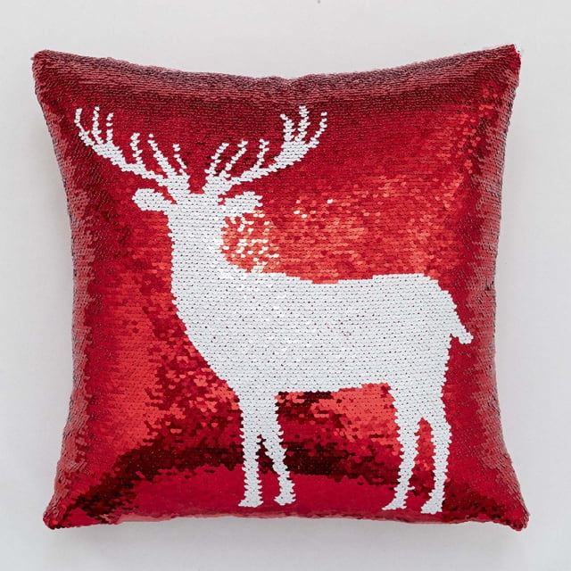 Cubiertas de Almohada de Navidad de Moda Y Fresca Navidad Roja Navidad de Dos Lados Brillante Copo de Nieve Reposacabezas de Ciervo Almohadas de Navidad Almohadas Decorativas