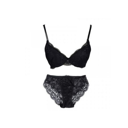 

Young women transparent romantic lace underwear set bra and panty set