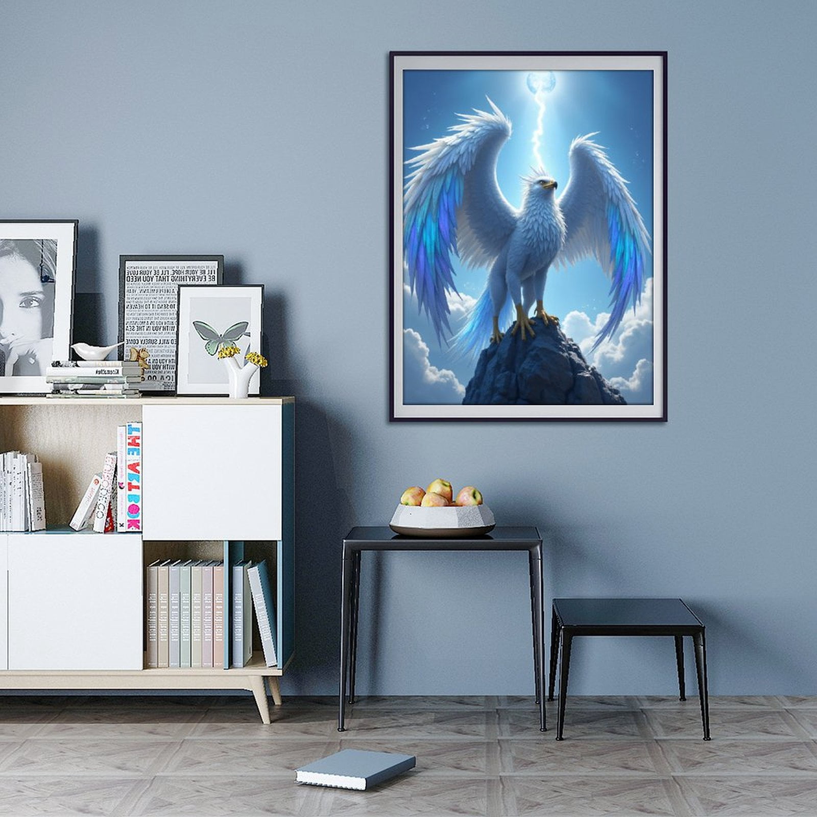Diamond Art Kit for Adults, White Majestic Bird On Rock Diamond Painting for Adults Beginners, 5D DIY Diamond Art Painting Kits, Colorful Diamond Painting Craft for Home Decor 12x16