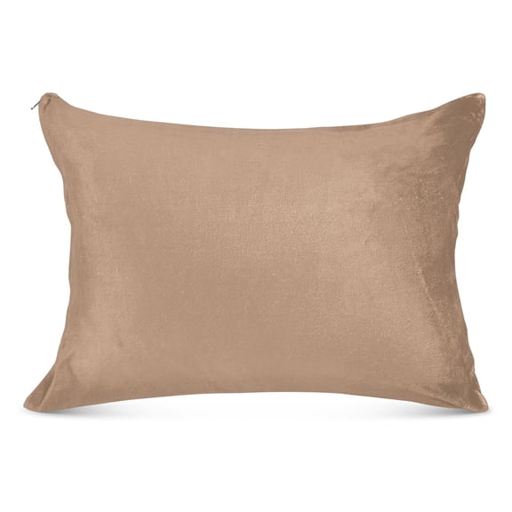 Khaki Plush Pillow Cases Standard Size Ultra Soft Warm Pillowcases with Zipper 20"x26"