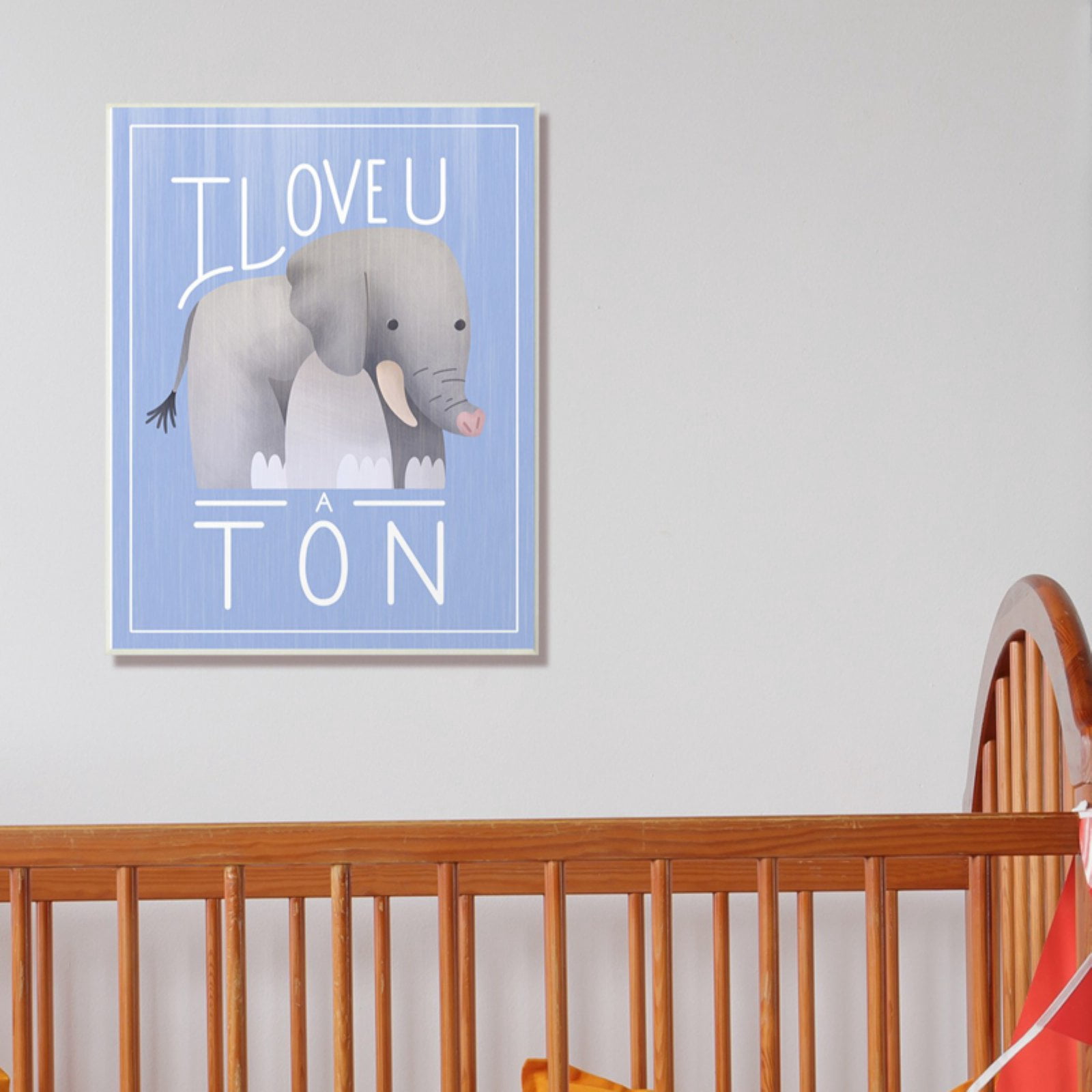 the kids room by stupell i love you a ton elephant blue oversized stretched canvas wall art, 24 x 1.5 x 30