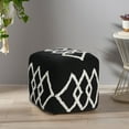 thumbnail image 2 of LR Home Small Over-tufted Diamond Indoor Square Pouf, Black/White, 18" x 18" x 14", 2 of 10