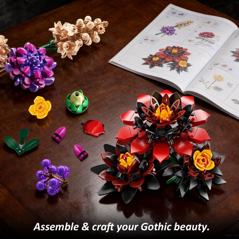 HOGOKIDS Gothic Bat Planter Building Set, 840PCS Dark Floral