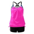 thumbnail image 5 of Tankini Bathing Suits Womens Tummy Control Swimsuits Blouson Tank Tops with Bottom Athletic Swimwear Two Piece Pink 2XL, 5 of 5