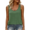 thumbnail image 2 of UDAUDU Tank Top for Women Casual Loose Fit Crew Neck Sleeveless Shirts Strap Lace Camisole 2026 Summer Tops Green M, 2 of 9