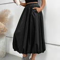 thumbnail image 2 of Women Maxi Skirt High Elastic Waist A Line Long Skirt Summer Casual Ruffle Pleated Midi Skirts, 2 of 8