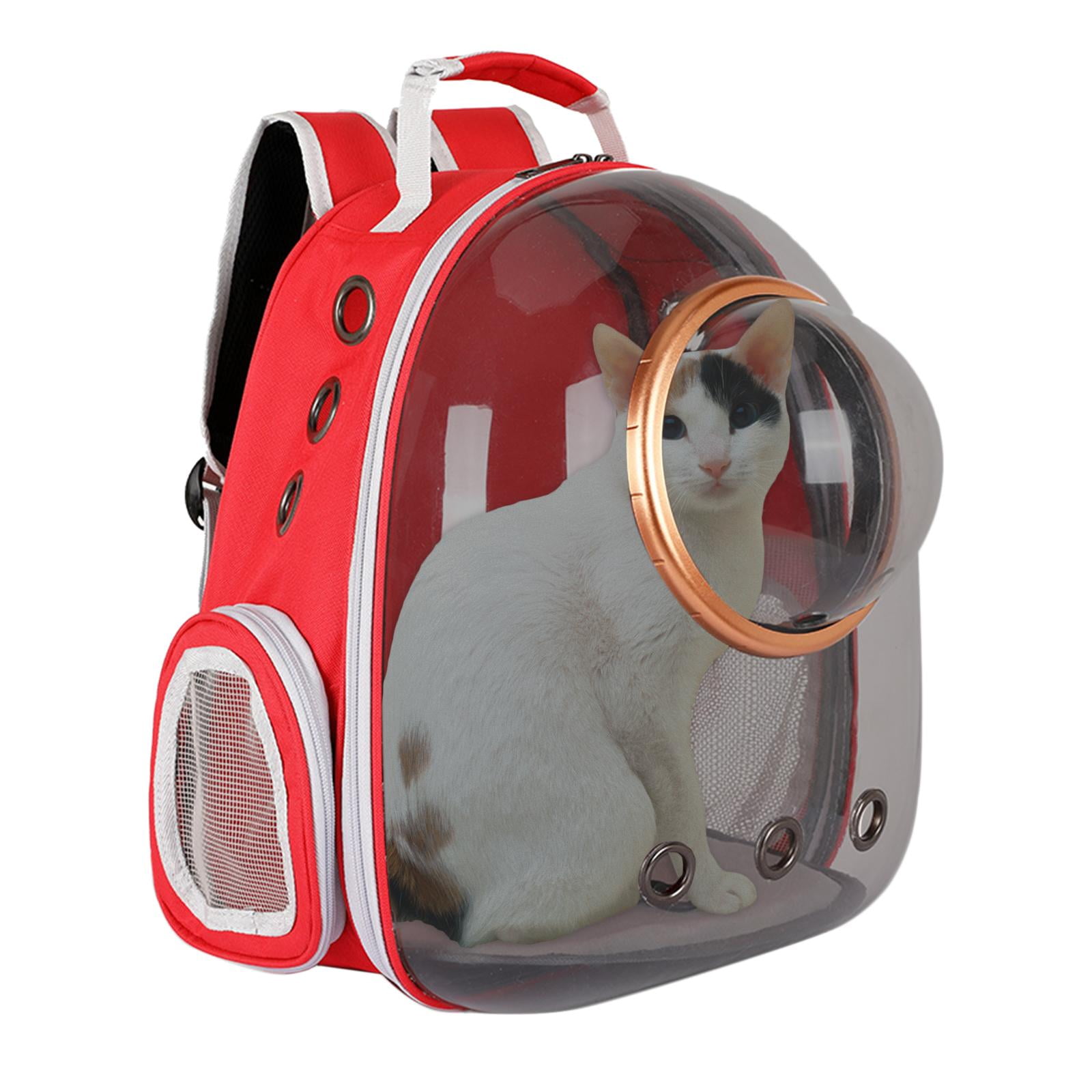 Fzaqwen Cat Dog Carrier Clear Capsule Backpack Travel Sightseeing Knapsack Red