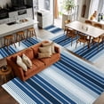 thumbnail image 5 of Navy Blue Stripe Area Rugs 3x5 for Living Room, Modern Blue Ombre Vertical Striped Non Slip Washable Rug Runner, Low Pile Indoor Floor Carpet Mat Bathroom Rugs for Bedroom, Kids Room, 5 of 9