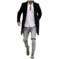 thumbnail image 2 of QHFBli Water-Resistant Mens Trench Coat Men's Winter Trench Coat Long Wool Blend Overcoat Smart Outerwear Jacket with Black L, 2 of 4