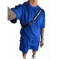 thumbnail image 4 of Men'S Two Piece Outfits Sets: Crew Neck Summer T-Shirt and Shorts Set with Pockets Royal Blue S, 4 of 7