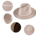 thumbnail image 3 of 56-58cm hat circumference female summer pearl straw hat sunscreen hat travel sun hat vacation beach wide-brimmed jazz hatpink, 3 of 5