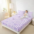 thumbnail image 4 of Feelyou Bowknot Ribbon Queen Sheet Sets, Purple Stripes Lines Bed Set, 4-Piece, 4 of 7