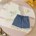 thumbnail image 2 of TOWED22 Toddler Girls Clothes Summer Short Set Outfit Tie Knot Shoulder Sleeveless Ruffle Tops and Shorts 2PC Clothing Set(Blazer,3-4 Y), 2 of 9