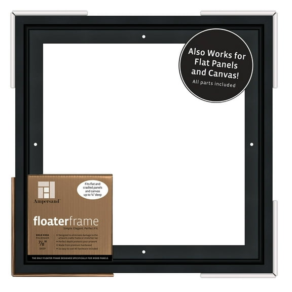 Ampersand Art Floaterframe, Bold Edge, 7/8" Depth, 12" x 12", Black