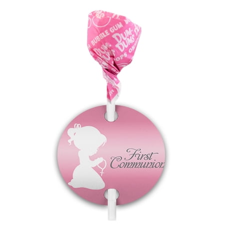 Girl First Communion Favors Dum Dums Lollipops with Gift Tag (75 pops) Giveaway Candy Favors