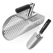 Sand Scoop with Shovel for Metal Detecting, Heavy Duty Metal Detector Beach Finds Scoop, Stainless Steel Metal Detecting Tool Digging Shovel Fast Sifting Stainless Steel Shovel
