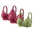 thumbnail image 2 of Fatuov Wirefree Bras for Women Plus Size Full Coverage Breathable Everyday Bras for Casual Seamless Push Up T-Shirt Bras, 3-Pack, Green, 48B, 2 of 5