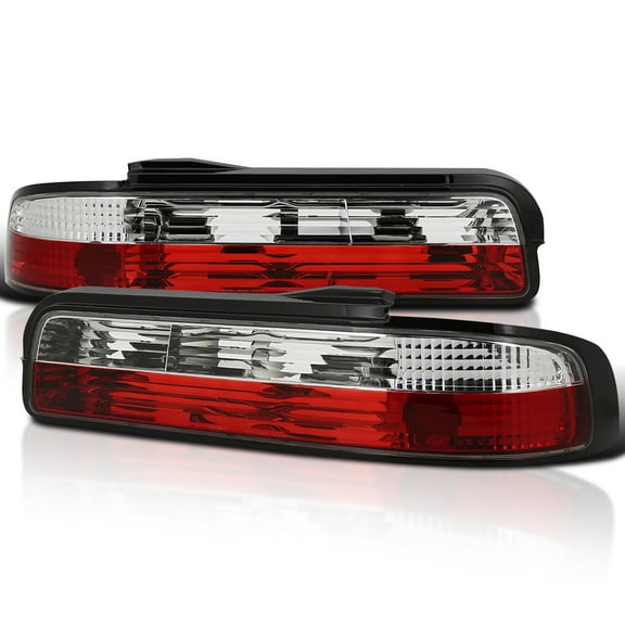 Spec-D Tuning Red Clear Lens Tail Lights Compatible with 1989-1994 Nissan 240SX S13 2DR Couple, Left Right Pair Assembly