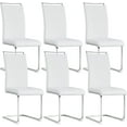 thumbnail image 1 of Modern Dining Chairs with Faux Leather Padded Seat Dining Living Room Chairs Upholstered Chair with Metal Legs Design for Kitchen, Living, Bedroom, Dining Room Side Chairs Set of 6 (White set of 6), 1 of 15