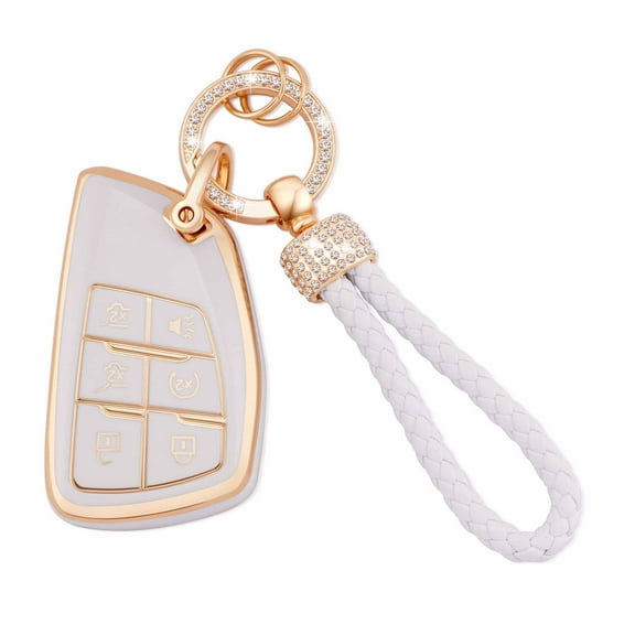 for Chevy Key Fob Cover with Keychain 6 Buttons Soft TPU Car Keys Shells Compatible with 2021 2022 Chevy Suburban Tahoe GMC Yukon Key Fob Protector