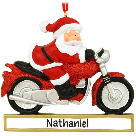 Santa On Motorcycle Personalized Christmas Tree Ornament, Each Santa on Motorcycle Personalized Christmas Tree Ornament, Each Personalized Christmas Ornament includes a ribbon loop - Santa On Motorcycle Personalized Christmas Tree Ornament, Each