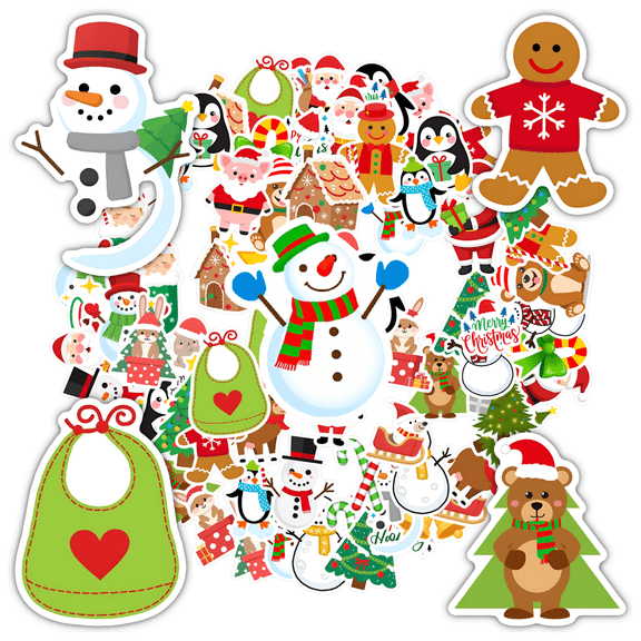 35pcs-50pcs Cute Stationery Stickers Holiday Kids Stickers Wave Christmas Stickers for Luggage Phone Laptop